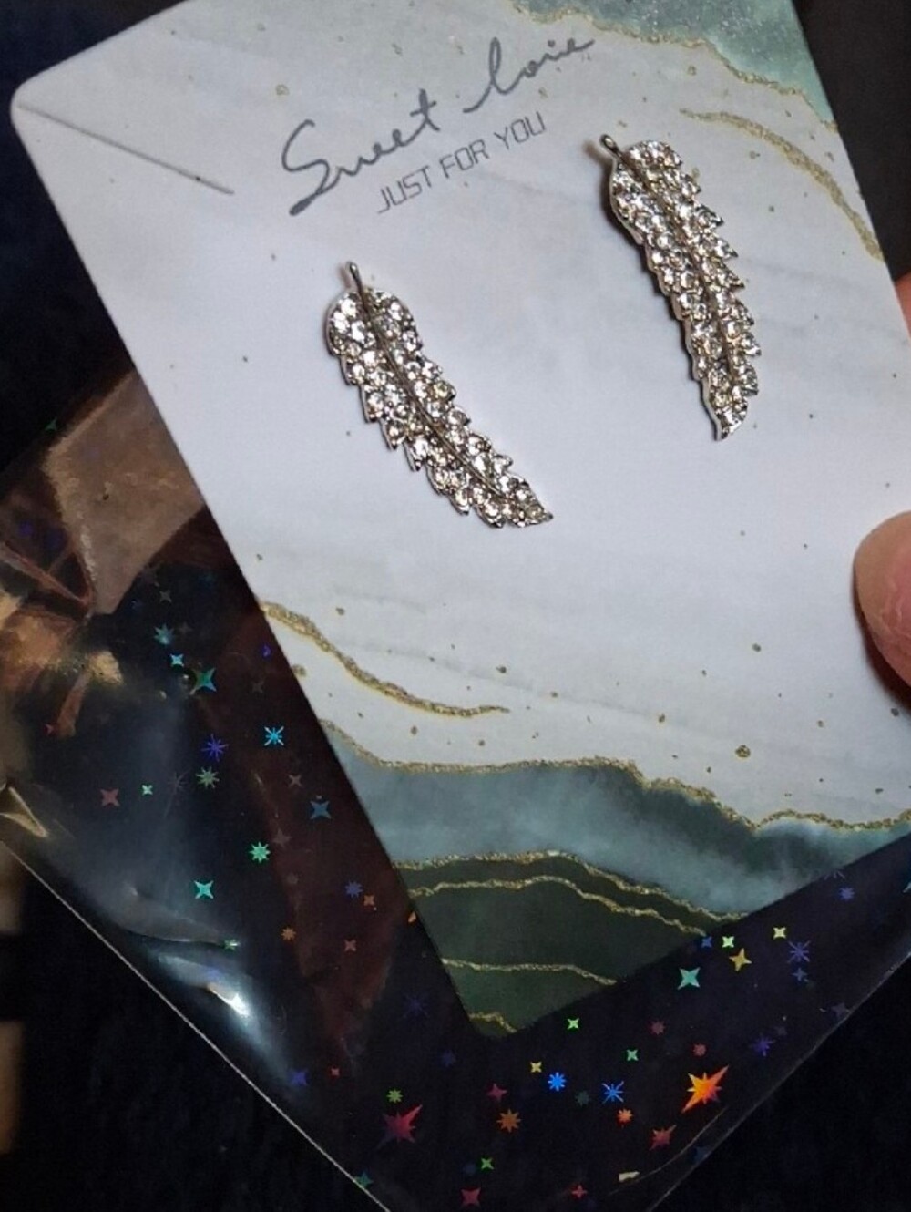 $8 Each Or Bundle 5/$20 Silver Crystal Feather Stud Earrings
